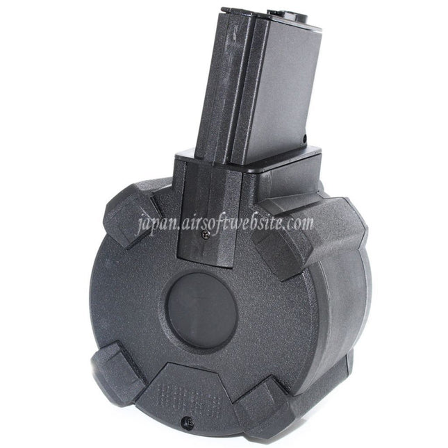 BATTLEAXE 1400発 電動ガンM4/M16シリーズ電動ガンライフル用ドラムマガジン(エアソフトガン用)ブラック