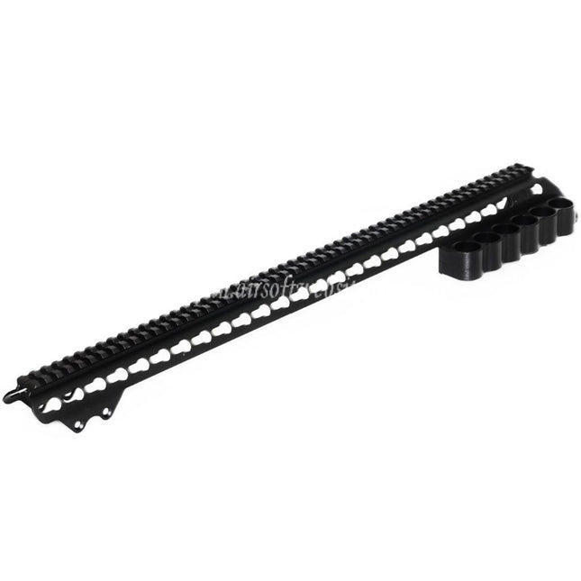 CYMA 537mm アルミキーモッドトップレールシステム 6シェルキャリアホルダー付き CYMA 東京マルイ M870シリーズ ショットガン エアソフトガン対応 ブラック