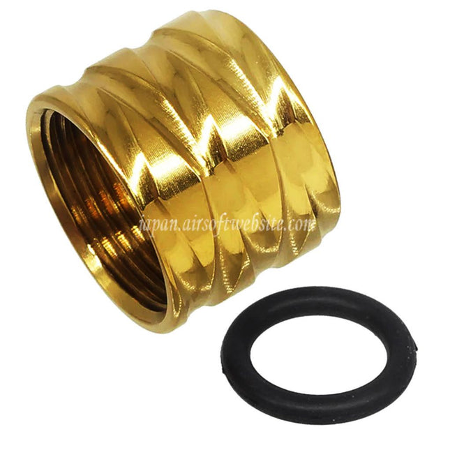 5KU ロンバス ローレット スレッドプロテクター バレルカバー -14mm CCW 反時計回り スレッドアウターバレル ピストル エアソフトガン用