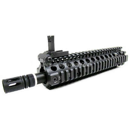 E&C CNCアルミ M18 RASフロントセットハンドガードレールシステム 9インチアウターバレル付き M4 M16 M18シリーズ AEGライフル用 ブラック