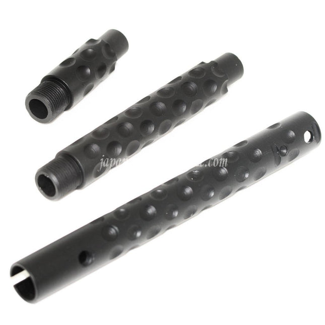 Airsoft Website エアソフトウェブサイト アルミ製 KAC PDW タイプ アウターバレル延長チューブ 3個 -14mm 逆ネジ ライフル用 ブラック
