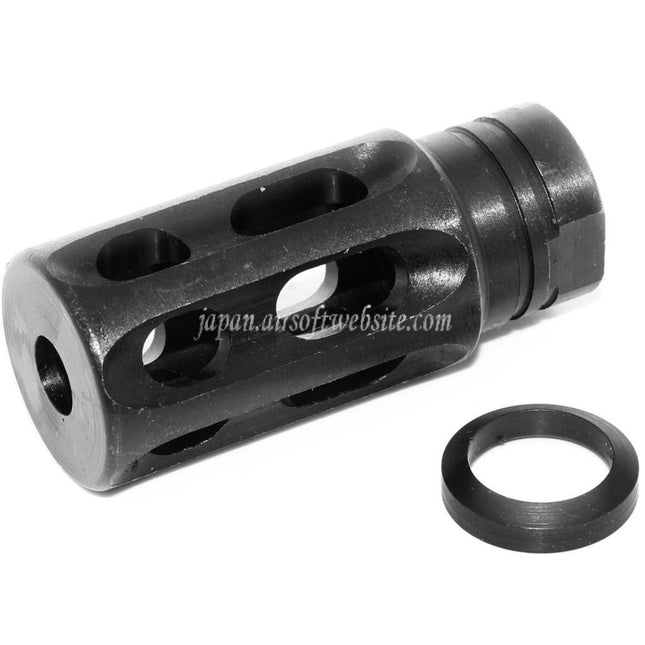 5KU 鋼鉄Notalon ブリーチャーブレーキフラッシュハイダー -14mm 逆ネジ式バレルライフル用 ブラック