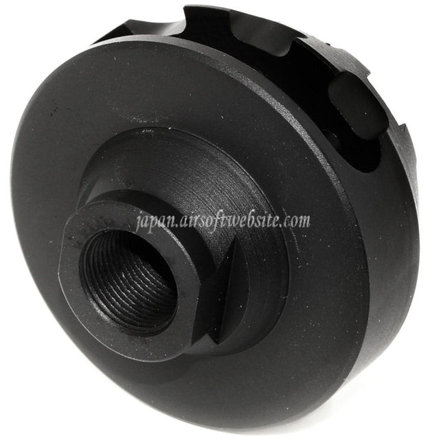 5KU アルミクッキーカッターコンプフラッシュハイダー -14mm CCW 反時計回りネジバレルライフル対応 エアソフトガン ブラック