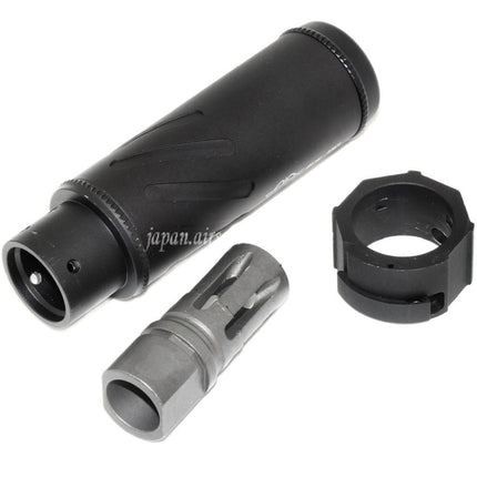 5KU 128mm/149mm SOCOM556 ミニQDサプレッサー サイレンサーB フラッシュハイダー付き -14mm CCW 反時計回りネジバレルライフルに適合 エアソフト ブラック