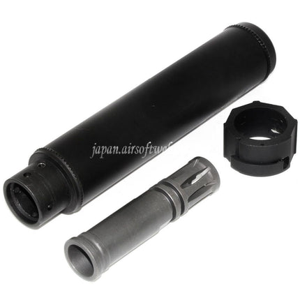 5KU 193mm SOCOM556 AR QDサプレッサー サイレンサーA フラッシュハイダー付き -14mm CCW 反時計回りネジバレルライフルに適合 エアソフト ブラック