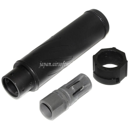 5KU 153mm/173mm SOCOM556 RC QDサプレッサー サイレンサー フラッシュハイダー付き -14mm CCW 反時計回りネジバレルライフルに適合 エアソフト ブラック