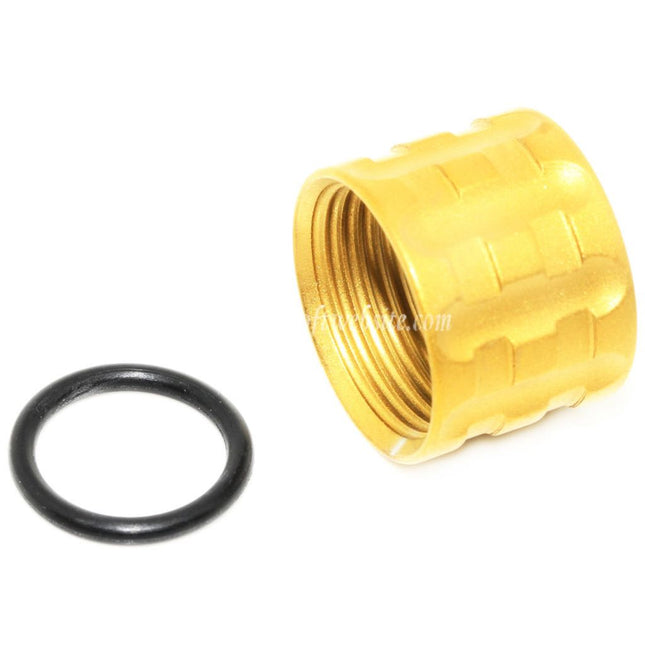 5KU TP-Pro ローレットスレッドプロテクターバレルカバー -14mm CCW 反時計回りネジ 東京マルイ G17 GBBピストル エアソフトガン対応 ゴールド