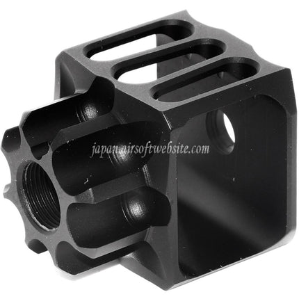 5KU CNCアルミニウム LAF-28スタイル マズルブレーキ フラッシュハイダー -14mm 反時計回りネジ バレル ライフル対応 ブラック