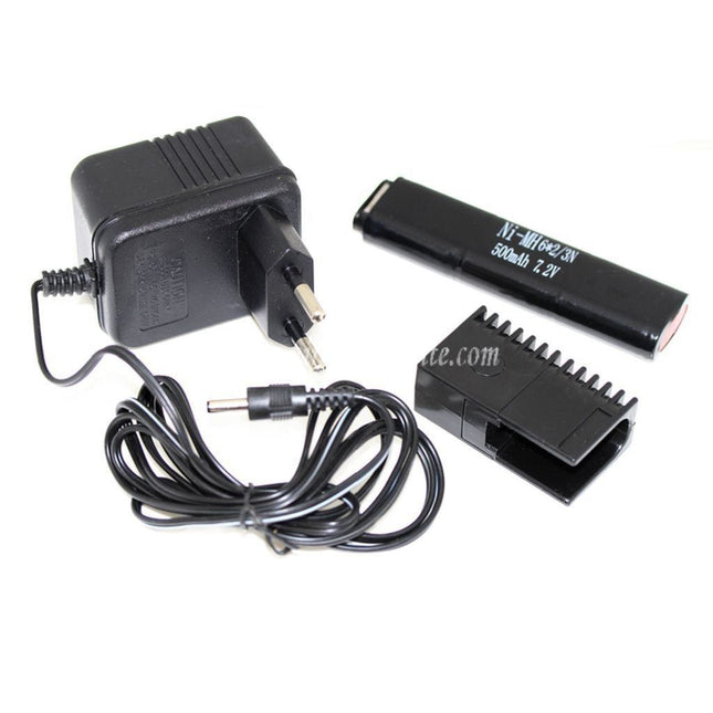 CYMA 7.2V 500mAh Ni-MHバッテリーと220V EUプラグ充電器（CYMA AEPシリーズAEGエアガンに対応）