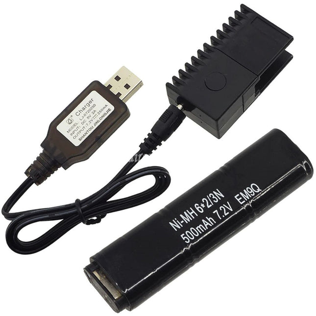 CYMA 7.2V 500mAh ニッケル水素バッテリーとUSBバッテリーチャージャー（CYMA AEPシリーズピストル対応）