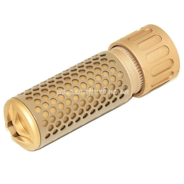 Airsoft Website 125mm 5インチ 5.56スタイル QDCサプレッサー サイレンサー フラッシュハイダー付き -14mm CCW 反時計回りネジ式バレルライフル対応 エアソフト タン