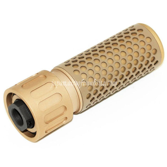 Airsoft Website 125mm 5インチ 5.56スタイル QDCサプレッサー サイレンサー フラッシュハイダー付き -14mm CCW 反時計回りネジ式バレルライフル対応 エアソフト タン