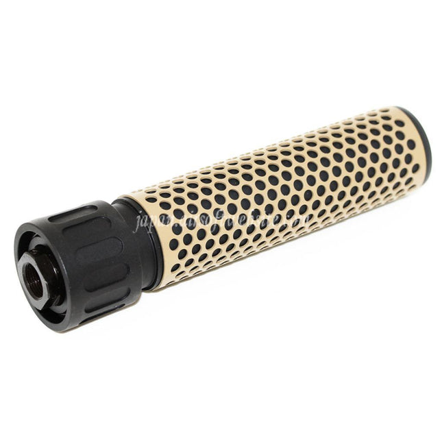 Airsoft Website 179mm 7インチ 5.56 QDCスタイルサプレッサーサイレンサー（フラッシュハイダー付き）-14mm CCW 反時計回りネジバレルライフル（エアソフトガン用）タン/ブラック