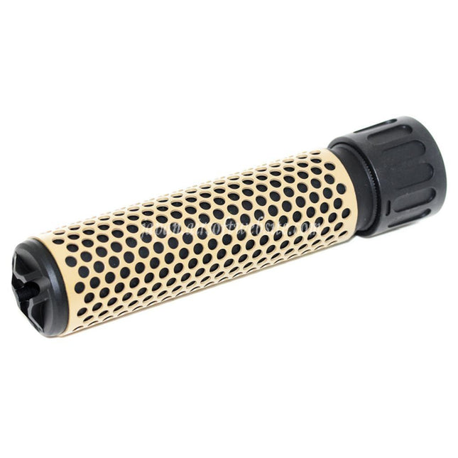 Airsoft Website 179mm 7インチ 5.56 QDCスタイルサプレッサーサイレンサー（フラッシュハイダー付き）-14mm CCW 反時計回りネジバレルライフル（エアソフトガン用）タン/ブラック