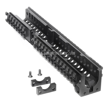 5KU CNCアルミ 254mm B30スタイル ロングロワーハンドガードレールシステム LCT GHK E&L 東京マルイ AKシリーズ AEG GBBライフル エアソフトガン ブラック