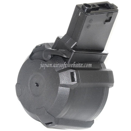 BATTLEAXE 1400発 電動ガンM4/M16シリーズ電動ガンライフル用ドラムマガジン（エアソフトガン用）ブラック