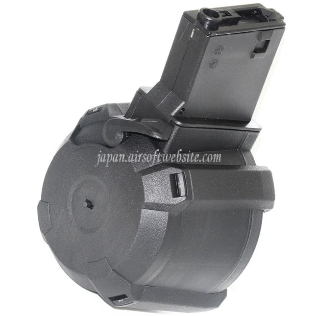 BATTLEAXE 1400発 電動ガンM4/M16シリーズ電動ガンライフル用ドラムマガジン（エアソフトガン用）ブラック