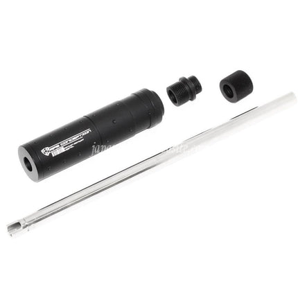 APS 6.03mm 190mm パワーアップ延長インナーバレルとサイレンサー、アダプター付き（-12mm 反時計回りから-14mm 反時計回り）ACP601 ブラックホーネットシリーズ GBBピストルに適合