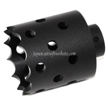 Airsoft Website 43mm/55mm ホールソー アタックスタイル メタルマズルブレーキ フラッシュハイダー -14mm CCW 反時計回り ネジ式バレル ライフル対応 ブラック