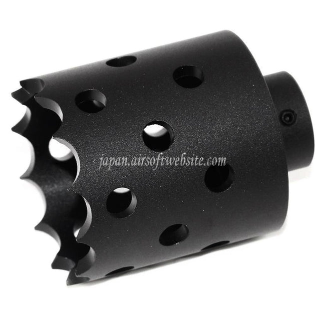 Airsoft Website 43mm/55mm ホールソー アタックスタイル メタルマズルブレーキ フラッシュハイダー -14mm CCW 反時計回り ネジ式バレル ライフル対応 ブラック