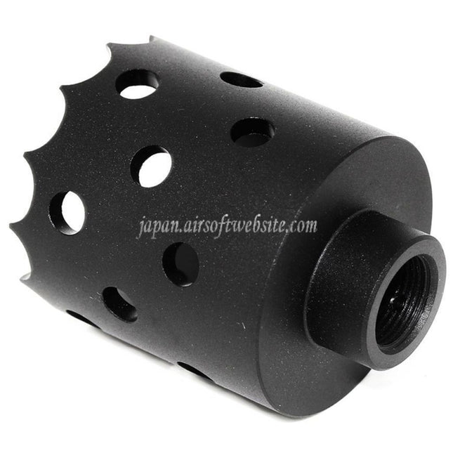 Airsoft Website 43mm/55mm ホールソー アタックスタイル メタルマズルブレーキ フラッシュハイダー -14mm CCW 反時計回り ネジ式バレル ライフル対応 ブラック