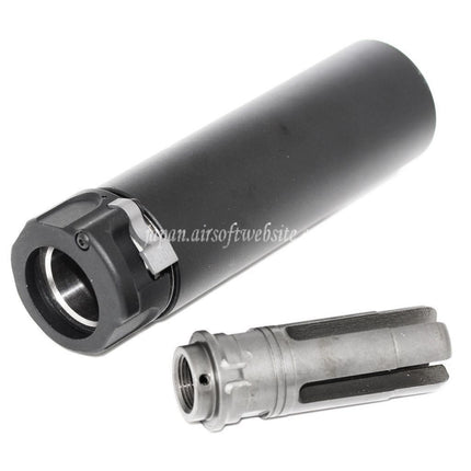 5KU 133mm SOCOM556 Mini-2 RC サプレッサー サイレンサー（フラッシュハイダー付き） -14mm CCW 反時計回りネジ式バレルライフル エアソフトガン対応