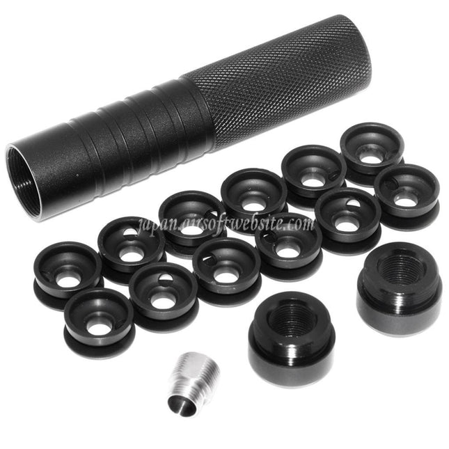 AIRSOFT WEBSITE 146mm 5.75インチ ノイズダンピングボウル サプレッサー サイレンサー（+/-14mm 時計回り/反時計回りネジ付きバレル）