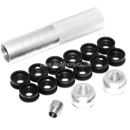 AIRSOFT WEBSITE 146mm 5.75インチ ノイズダンピングボウル サプレッサー サイレンサー（+/-14mm 時計回り/反時計回りネジ付きバレル）