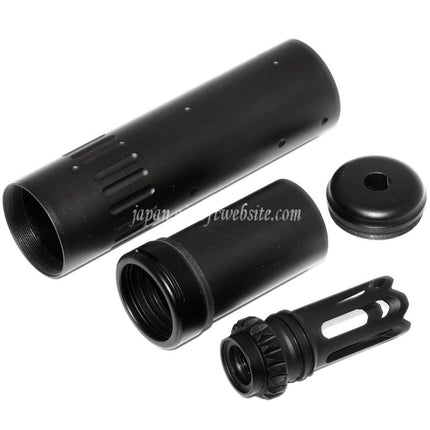 CYMA 150mm AAC SCAR-SD 5.56 QDサイレンサー サプレッサー（フラッシュハイダー付き）-14mm CCW 反時計回りネジバレル ライフル用 ブラック