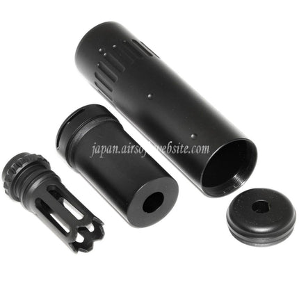CYMA 150mm AAC SCAR-SD 5.56 QDサイレンサー サプレッサー（フラッシュハイダー付き）-14mm CCW 反時計回りネジバレル ライフル用 ブラック