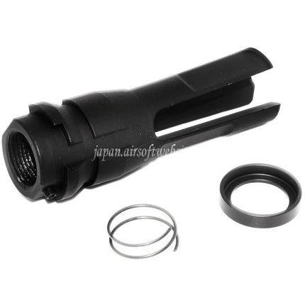 APS 70mm 3プロングマズルブレーキ フラッシュハイダー -14mm 逆ネジバレル ライフル エアソフトガン対応 ブラック