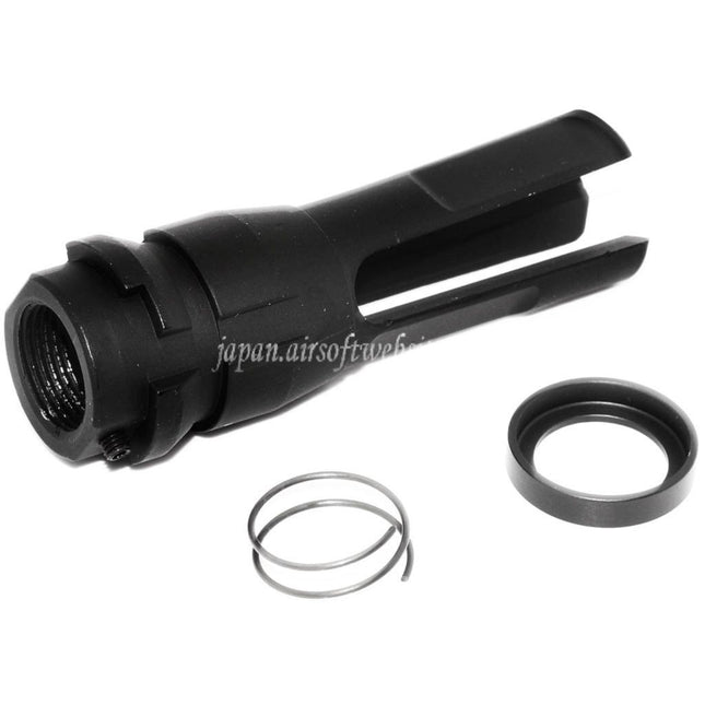 APS 70mm 3プロングマズルブレーキ フラッシュハイダー -14mm 逆ネジバレル ライフル エアソフトガン対応 ブラック
