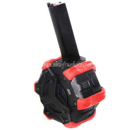 ARMORER WORKS AW カスタム 350発ガスアダプティブドラムマガジン EMG SAI RED / AW NEシリーズ / WE (WE-TECH) シングルスタック 1911 GBBピストル対応
