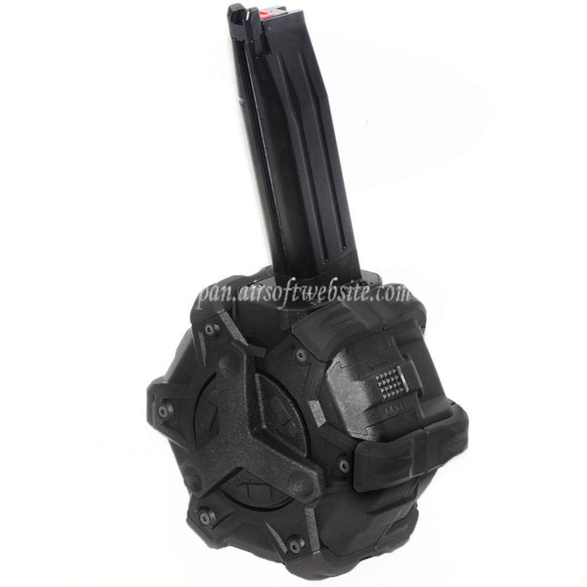 ARMORER WORKS AW カスタム 350発ガスアダプティブドラムマガジン HI-CAPA GBBピストル対応