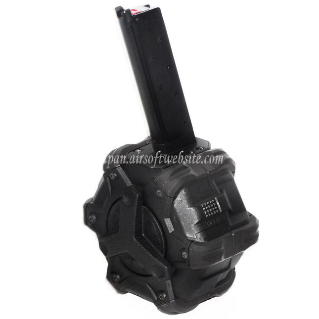 ARMORER WORKS AW カスタム 350発ガスアダプティブドラムマガジン EMG SAI RED / AW NEシリーズ / WE (WE-TECH) シングルスタック 1911 GBBピストル対応
