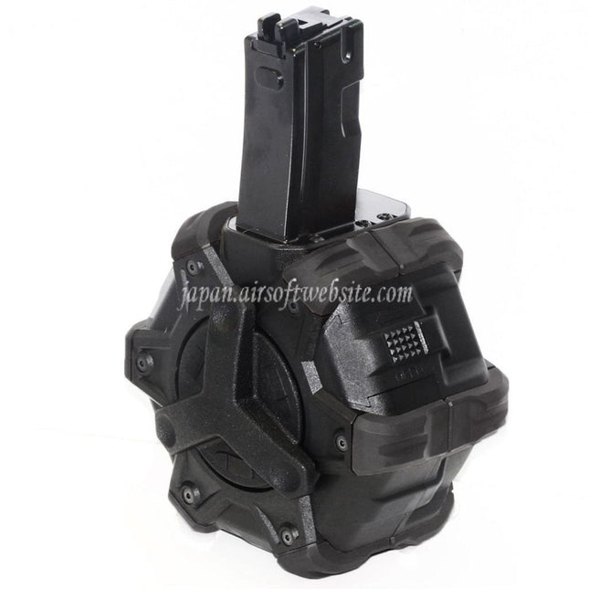 ARMORER WORKS AWカスタム 350発ガスアダプティブドラムマガジン WE (WE-TECH) AP APACHE MP5シリーズ GBBライフル