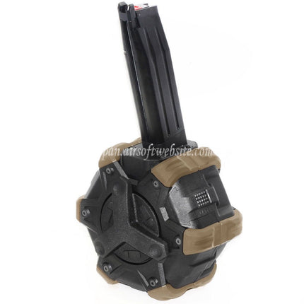 ARMORER WORKS AW カスタム 350発ガスアダプティブドラムマガジン HI-CAPA GBBピストル対応