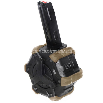 ARMORER WORKS AW カスタム 350発ガスアダプティブドラムマガジン AW MBシリーズ / KJW / WE (WE-TECH) / 東京マルイ M9 M92 GBBピストル対応