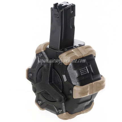 ARMORER WORKS AWカスタム 350発ガスアダプティブドラムマガジン WE (WE-TECH) AP APACHE MP5シリーズ GBBライフル