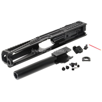 5KU CNC RMRカット バレルスライドセット ウィンドウカット 東京マルイ G17シリーズ GBBピストル対応 ブラック
