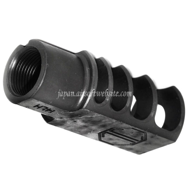 5KU 53mm RRD-4C スリムマズルブレーキ フラッシュハイダー -14mm 反時計回りネジバレル ライフル エアガン ブラック