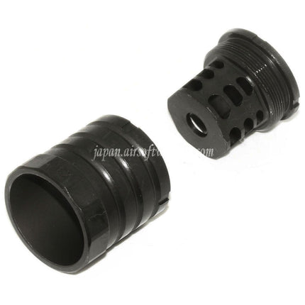 5KU 48mm 360 X37 マズルブレーキ フラッシュハイダー ブラストシールド付き -14mm 反時計回りネジバレルライフルに適合 ブラック
