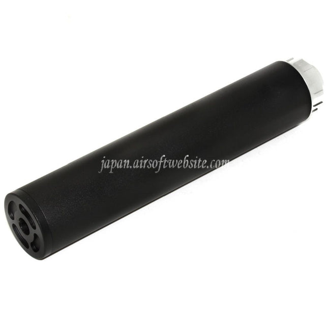 DOUBLE BELL 198mm/204mm x 43mm サプレッサー サイレンサー（-14mm CCW 反時計回りネジ ライフル エアガン）ブラック/シルバー