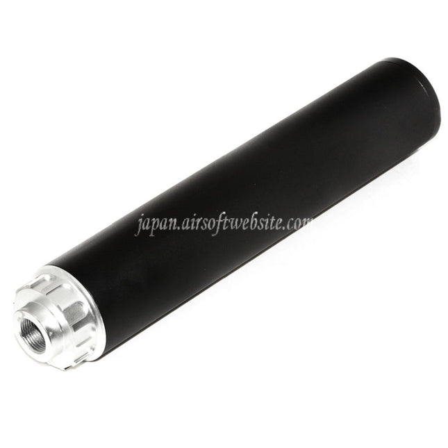 DOUBLE BELL 198mm/204mm x 43mm サプレッサー サイレンサー（-14mm CCW 反時計回りネジ ライフル エアガン）ブラック/シルバー