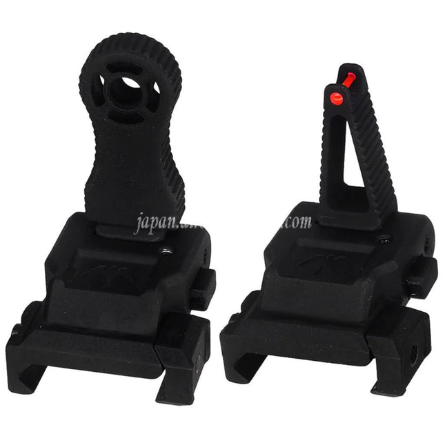 APS Falcon フリップアップ ファイバーオプティック フロントリアサイト（20mm 1913ピカティニーレール M4 M16 AEGライフル対応）