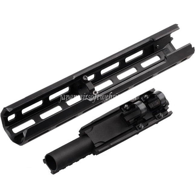 Hephaestus 10.5インチ 265mm CNCアルミ製 M-LOKハンドガード 20mmレールガスチューブ付き 東京マルイ ZETシステム AKシリーズ GBBライフル対応 ブラック
