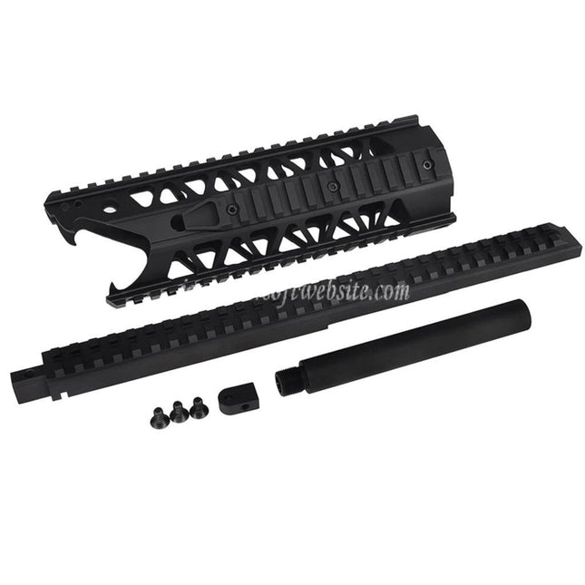 ARMY ARMAMENT 9インチ 4面レール Raptor RAS Keymodインターフェース ハンドガードレールシステム ARMY ARMAMENT R908 AUG AEGライフル エアガン ブラック