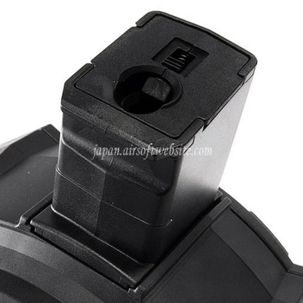 G&G 1730発ポリマー製手動巻きドラムマガジン（G&G PRK9シリーズ電動ガンライフル対応、エアソフトガン用ブラック）