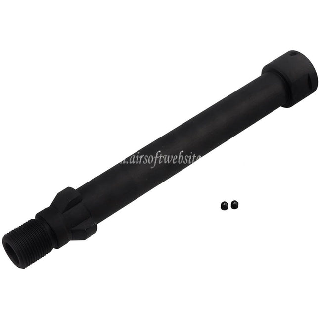 BBT 142mm CNCスチールアウターバレル -14mm CCW 反時計回りネジ マルヤマ SCW-9 PRO-Gシリーズ GBB SMGライフル エアガン用 ブラック