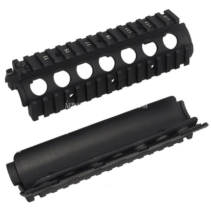 Airsoft Website 170mm CNCアルミニウム KACスタイル M4A1 M4CQB RAS ハンドガードレールシステムレールカバー付き      M4 M16シリーズの電動ガンに適しています    ブラック